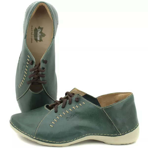 Tênis Feminino de Couro Legítimo com Palmilha em Gel - Verde - Sola Off (AL011)