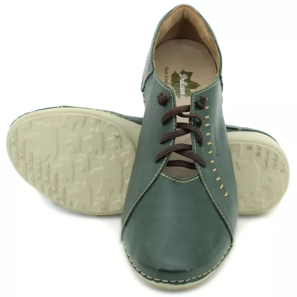 Tênis Feminino de Couro Legítimo com Palmilha em Gel - Verde - Sola Off (AL011)