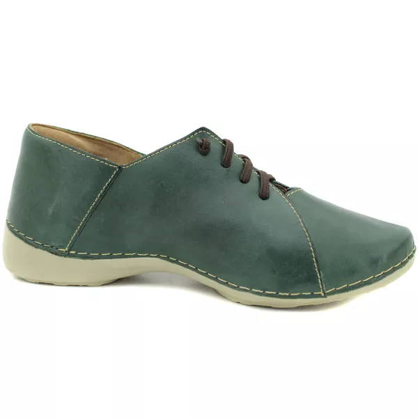 Tênis Feminino de Couro Legítimo com Palmilha em Gel - Verde - Sola Off (AL011)