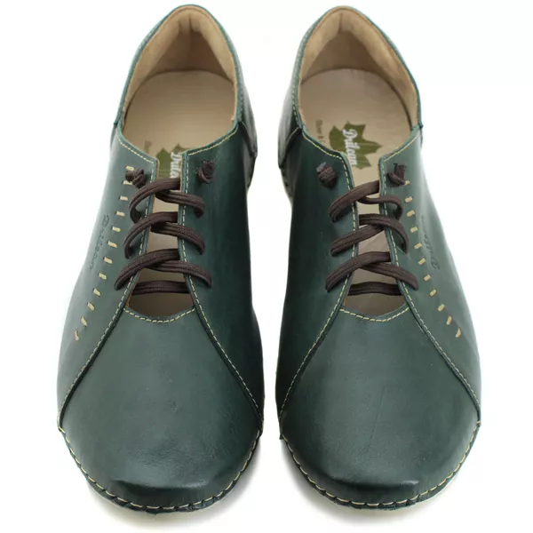 Tênis Feminino de Couro Legítimo com Palmilha em Gel - Verde - Sola Off (AL011)