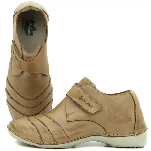 Bota Ortopédica Feminina em Couro Legítimo com Palmilha Gel - Caramelo - Sola Off (AL041)