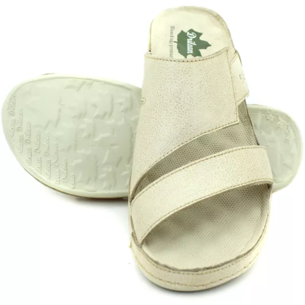 Sandália Bem-Estar Ortopédica em Couro Legítimo - Bicolor Off White - Sola Off - 34 ao 40 (BE033) OUTLET