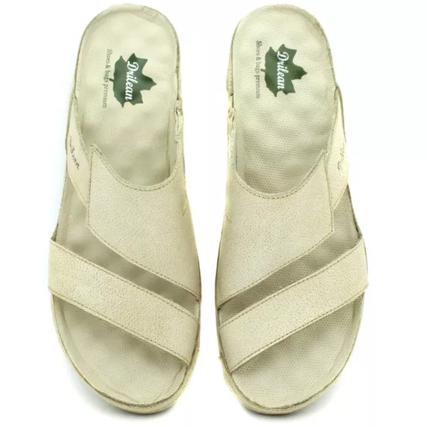 Sandália Bem-Estar Ortopédica em Couro Legítimo - Bicolor Off White - Sola Off - 34 ao 40 (BE033) OUTLET