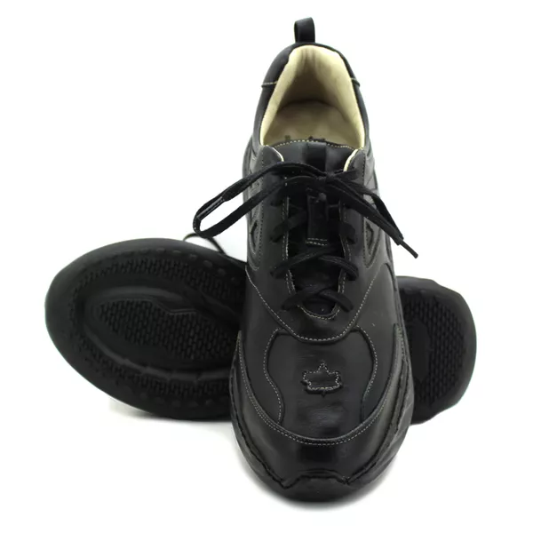 Tênis Masculino em Couro Legítimo com Palmilha em Gel - Preto - Sola Preta (CAM003)