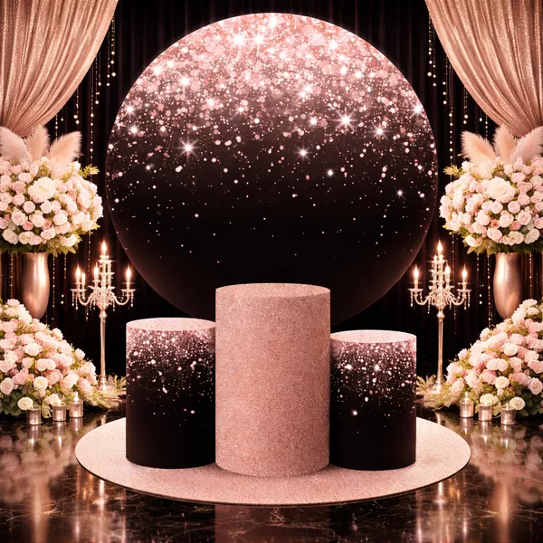 Trio Capas Cilindros + Painel Tema Glitter Rosé Gold Veste Fácil ...