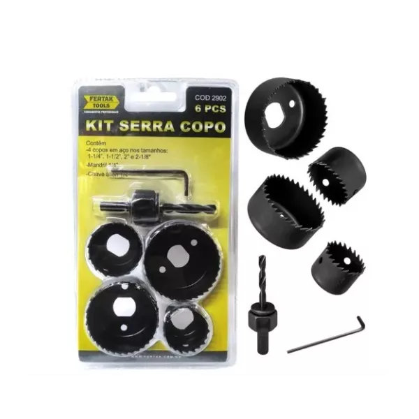 Jogo Serra Copo 6 PCS 1 1/4, 1 1/2, 2, 2 1/8 FertaK 2902 | FERTEK