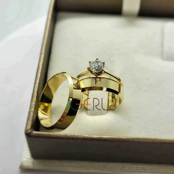Par de Alianças Italiana 4,5 mm em Ouro 14K