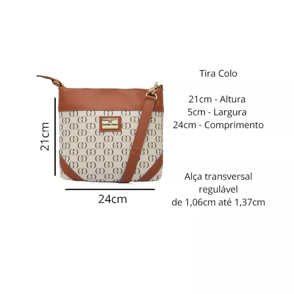 Conjunto 3 Peças estampada Bolsa Saco grande + Bolsa Transversal + nécessaire Bege - Gouveia Costa 