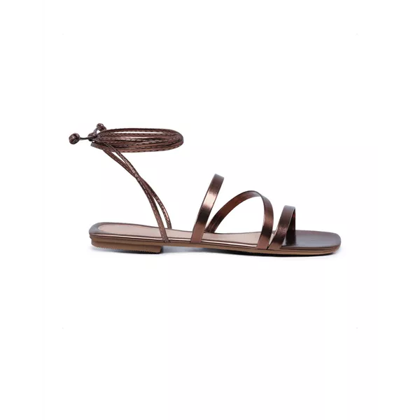 Sandália Rasteira Feminina Mari Metalizado Prata V... - Hella Shoes