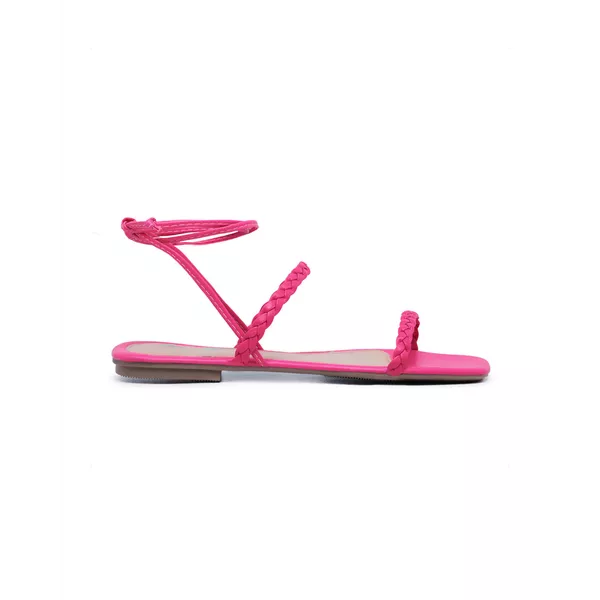 Sandália Rasteira Feminina Gabi Pink Trançada - Hella Shoes