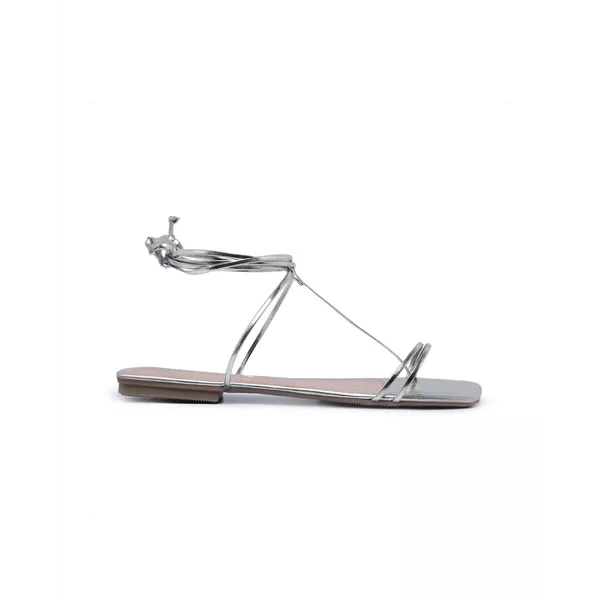 Sandália Rasteira Feminina Slim Prata - Hella Shoes