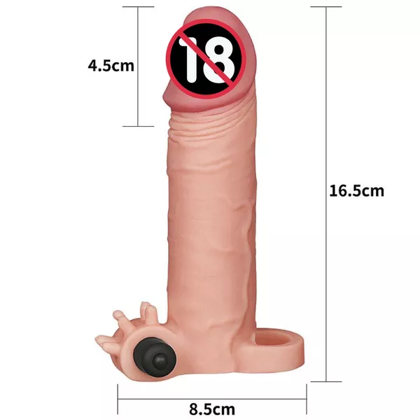 Capa peniana extensora de 5cm com veias realística e anel p/escroto