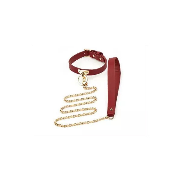 Coleira Bondage e Correte Guia - Vermelho