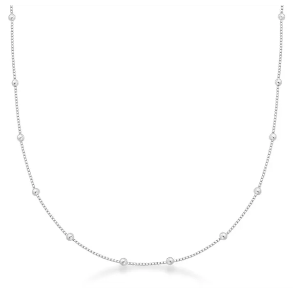 Corrente Veneziana V15 60cm Bolinha 3mm Prata 925