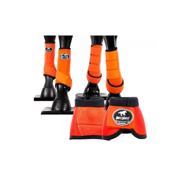Kit Completo Cloche e Caneleiras Color Laranja Boots Horse 4373