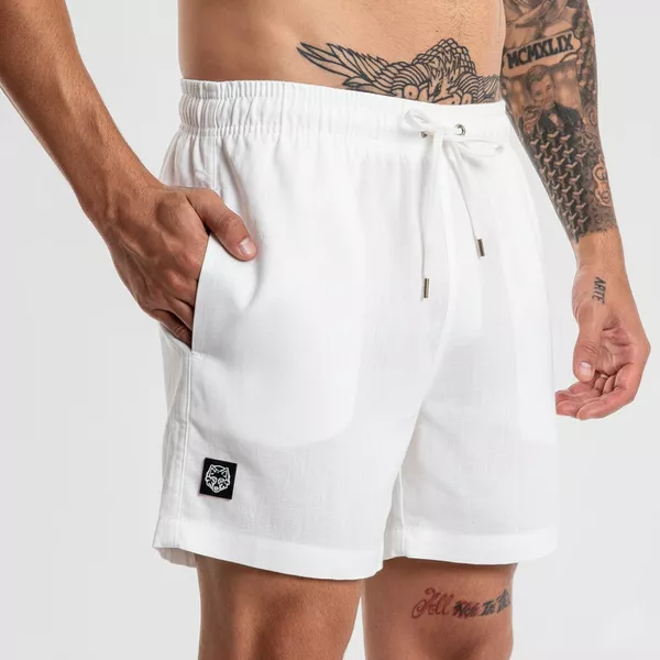 Short de Linho Masculino Básico Premium Forthem Branco - Elegância e ...