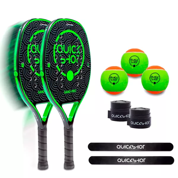 Kit 2 Raquete Beach Tennis Carbono + Bola + Grip + Protetor