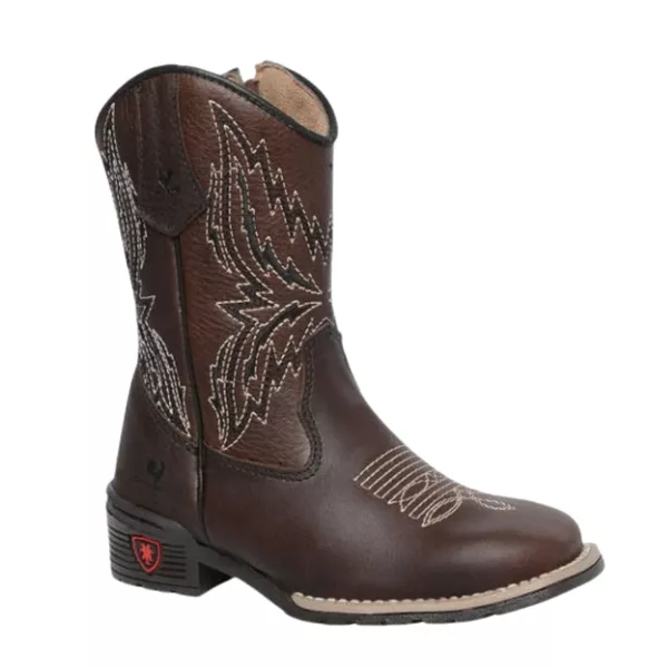 Bota Texana Feminina Juvenil Napa Café com Bordado - R$ 347,29 OS: Produtos não disponíveis em estoque 7 dias para embarque!
