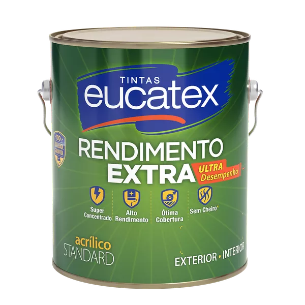 Tinta Eucatex Rendimento Extra Acrílico Standard - 3,6L (Cores)