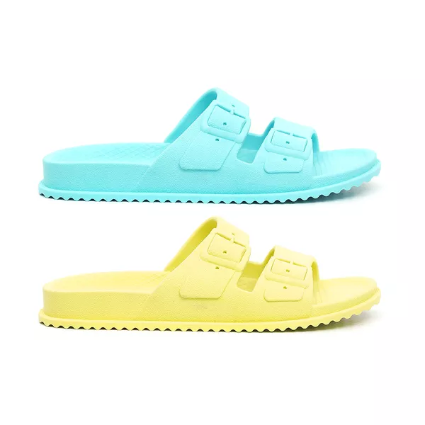 Kit 2 Pares Chinelo Birken Feminino Azul + Amarelo