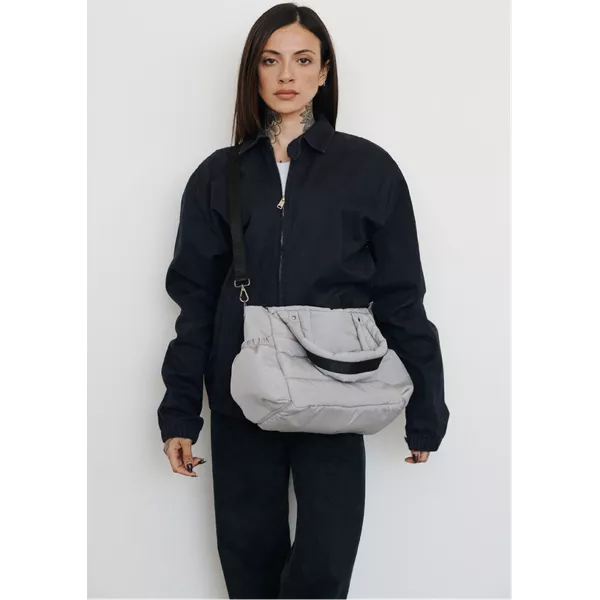Bolsa puffer média nylon cinza | MARY VERY