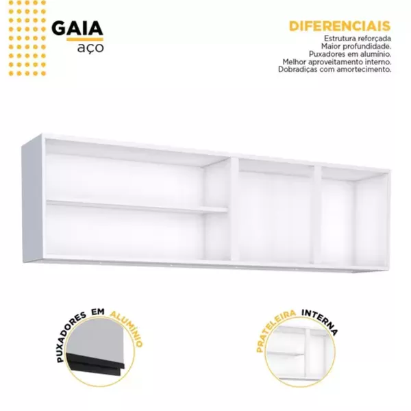 Armário Aéreo Cozinha em aço Gaia Flat Branco 200 - Cozimax | Rede
