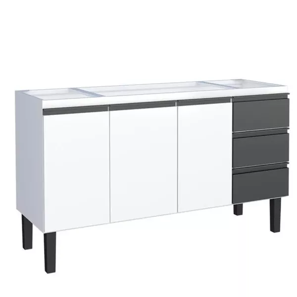 Gabinete Cozinha Aço Netuno Flat Branco Com Preto 150 - COZIMAX