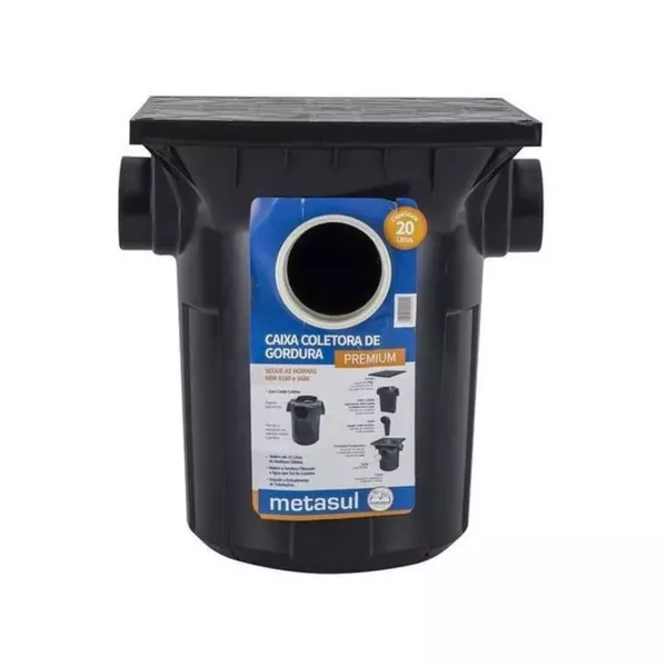 Caixa De Gordura Com Cesto De Limpeza 20L PREMIUM - METASUL
