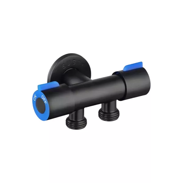 Registro Duplo 1/2'' De Inox Preto Com Duas Saídas