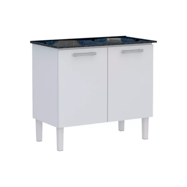 Gabinete De Aço Branco Com Tanque Preto Granitado Vênus 100 - COZIMAX