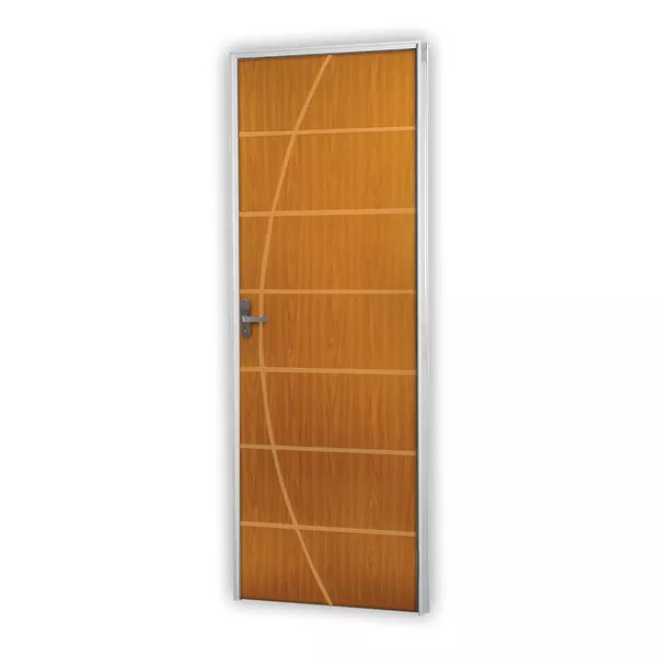 Porta Pronta Madeira Frisada Mogno Neblina 215x75 - MGM