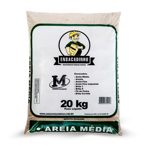 Areia Lavada Média 20KG/Saco