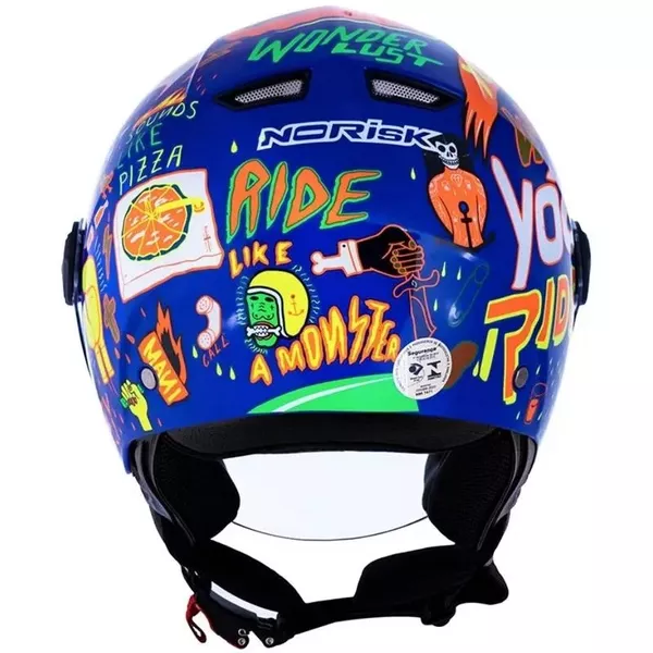 NORI③ 1本 Capacete Norisk Orion Free - Azul e Laranja Moto One