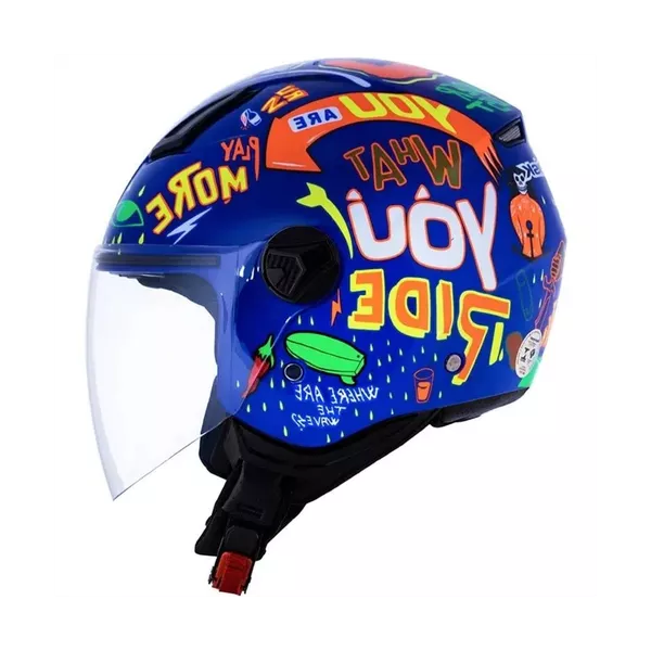 Capacete Norisk Orion Free - Azul e Laranja Moto One