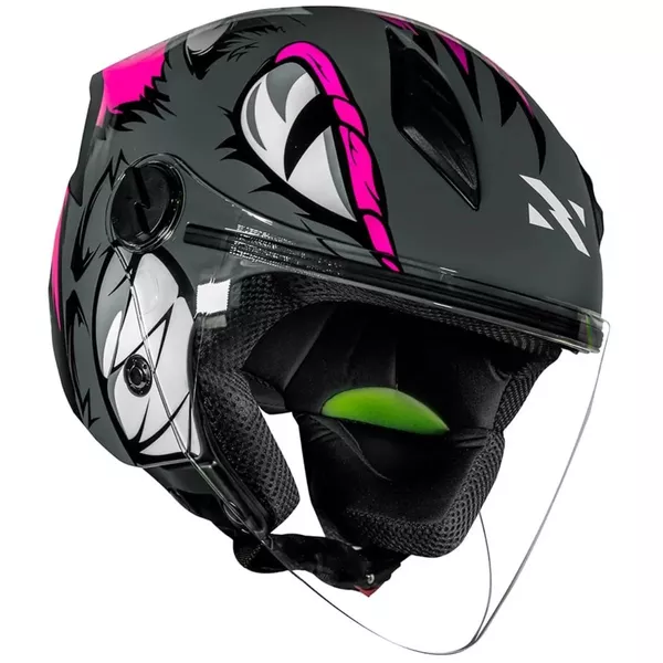 CAW エングレービング　51navy ブラック　ロックライト Capacete Norisk Neo Hyena Cinza e Rosa Moto One
