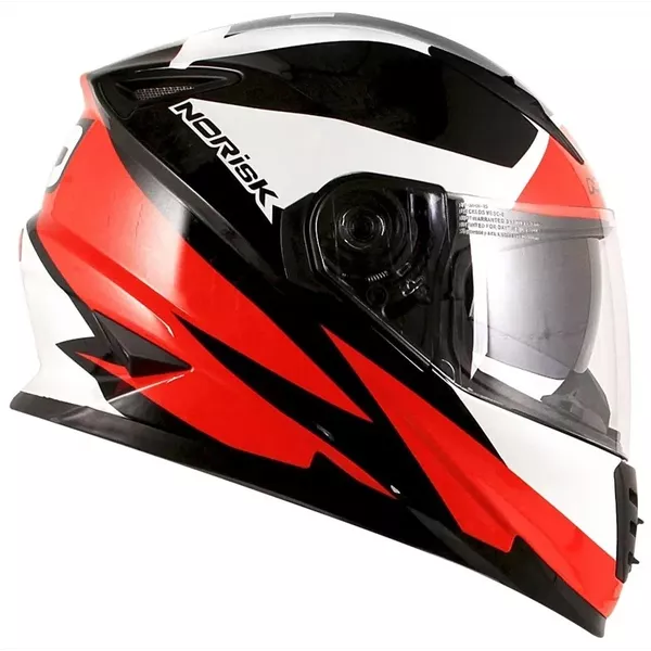 Capacete Norisk Ff302 Ridic - Preto Branco Vermelho Moto One