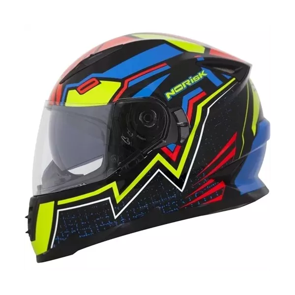 Capacete Norisk Ff302 Wizard - Preto Verde Azul Moto One