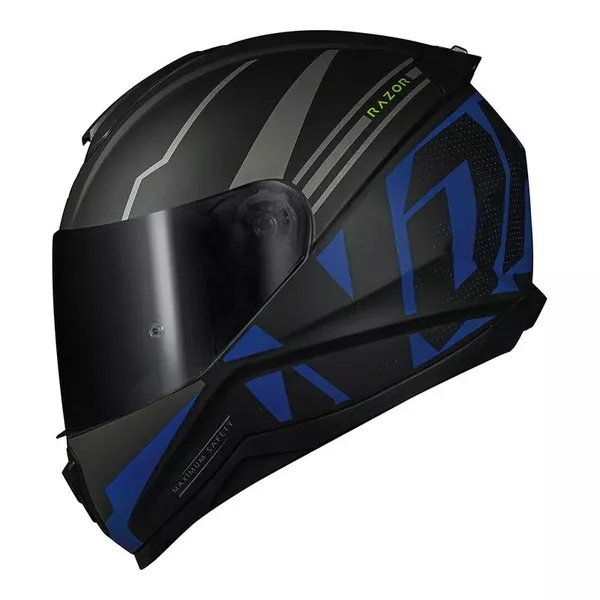 ガット Nori Capacete Norisk Ff802 Razor Full - Preto Fosco Azul Moto One