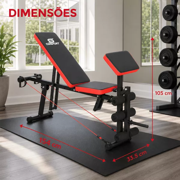 Banco Banqueta de Exercícios Supino Livre Regulável Musculação 7x1
