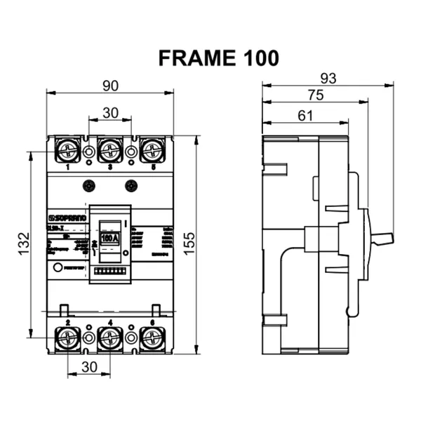 Disjuntor Caixa Moldada Tripolar 125A DLJ-250E Soprano | Alfa