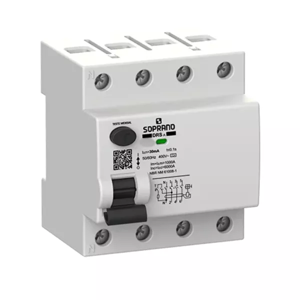 Interruptor Dr Tetrapolar 25a 30ma Soprano | Alfa Materiais Elétricos