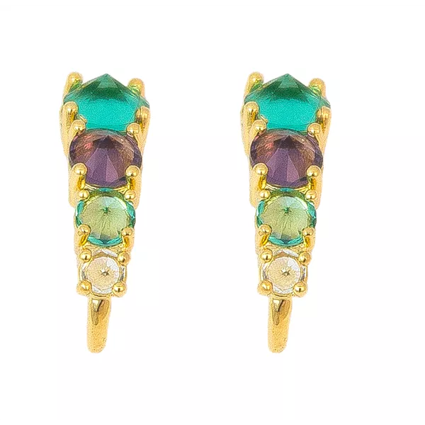 Brinco Ear Cuff Verde e Roxo By Kumbayá Joias