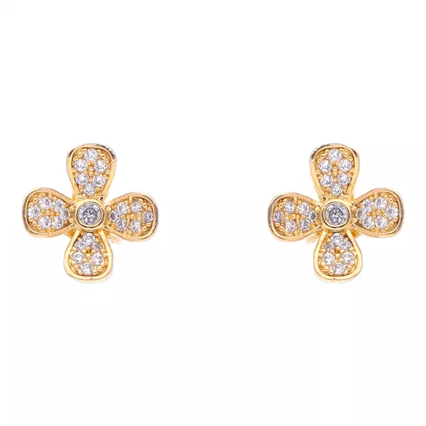 Brinco Flor Com Zircônias By Kumbayá Joias