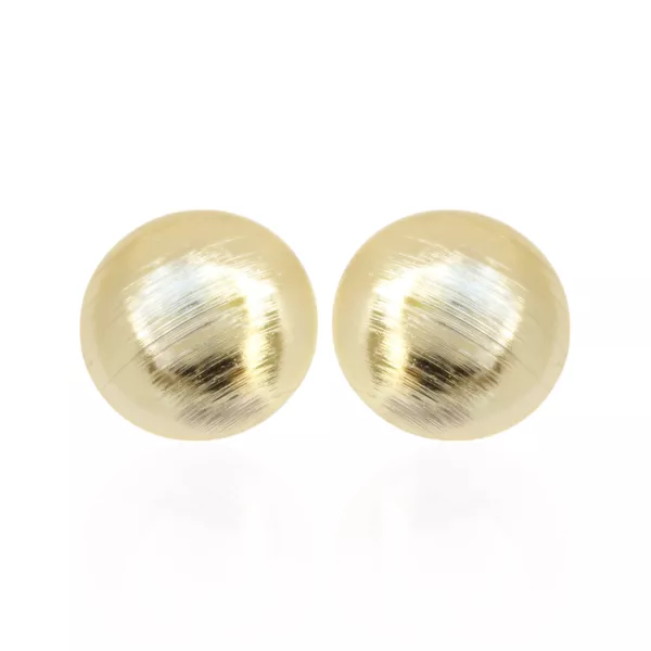 Brinco Chapa Redonda Abaulada Banho de Ouro 18K
