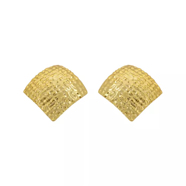 Brinco Quadrado Texturizado Banho de Ouro 18K