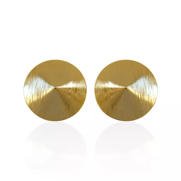 Brinco Chapa Redonda Escovada G Banho de Ouro 18K