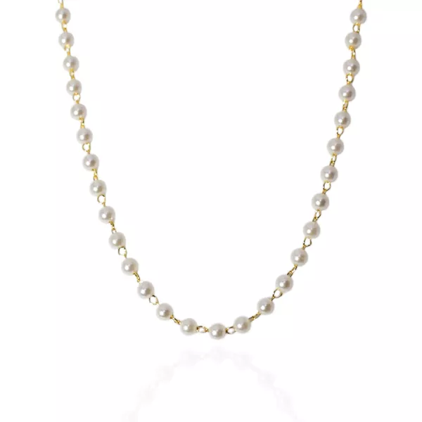 Choker Corrente Pérolas 4mm Banho de Ouro 18K