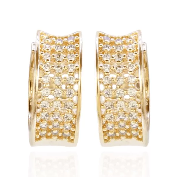 Brinco Argola Cravejada de Zircônias Banho de Ouro 18K