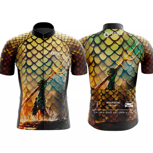 CAMISETA BIKE - LIGA DA JUSTIÇA AQUAMAN MODELO DOURADO
