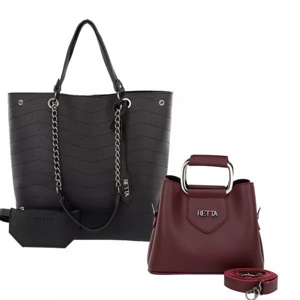 Kit Valentina Grande Preta + Chloe pequena Vinho 